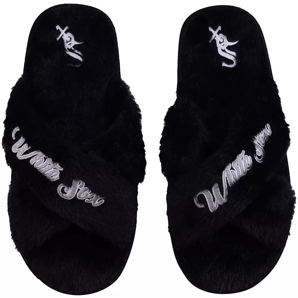 Women's FOCO Chicago White Sox Script Cross Slide Slippers, Size: XL, Black Product Image