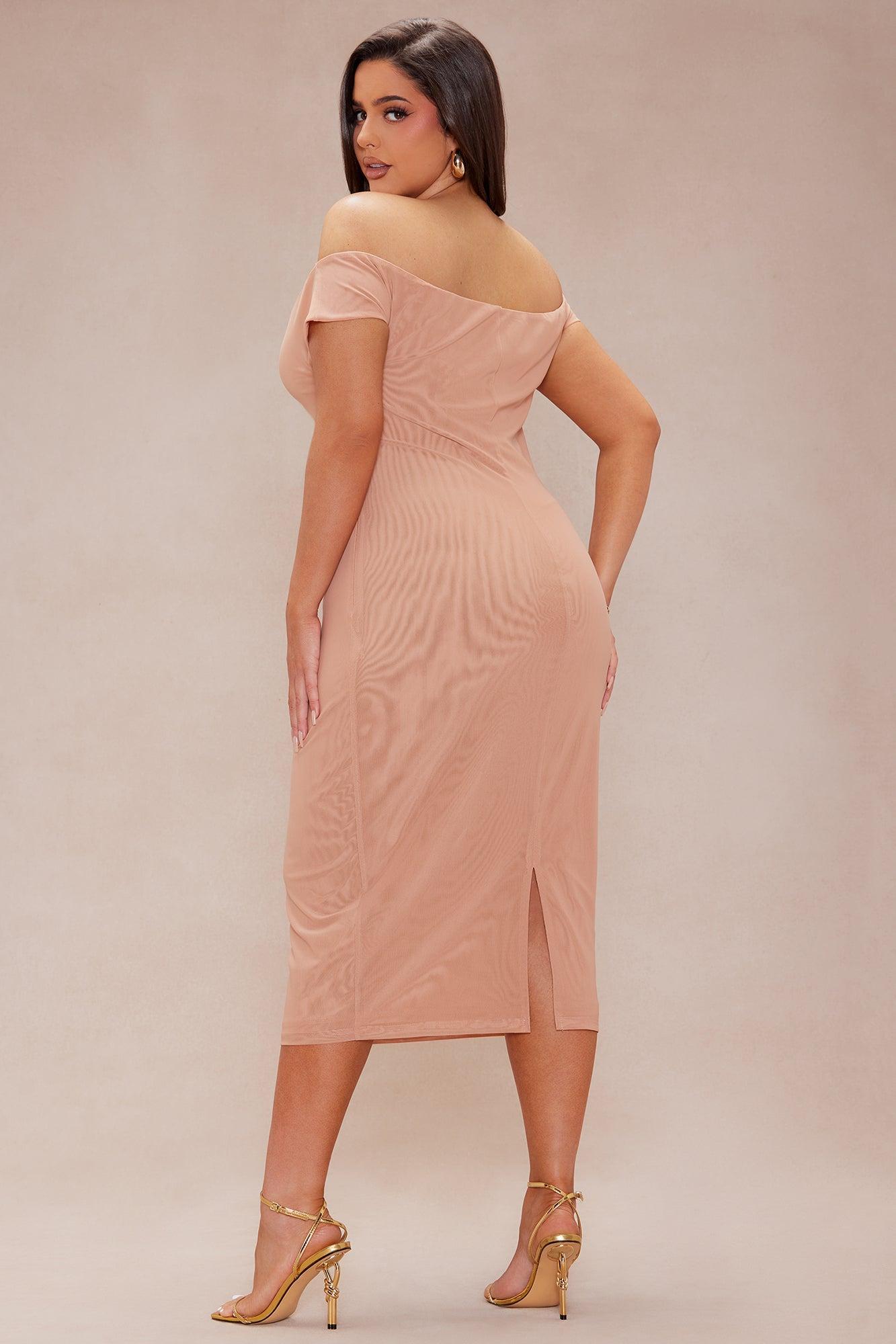 Main Event Mesh Midi Dress - Nude Product Image