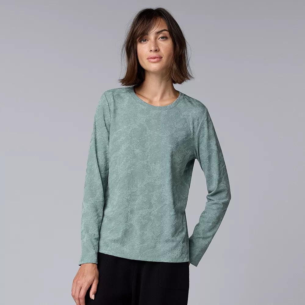 Women's Simply Vera Vera Wang Long Sleeve Crew Neck Tee, Size: XXL, Quiet Storm Grey Product Image