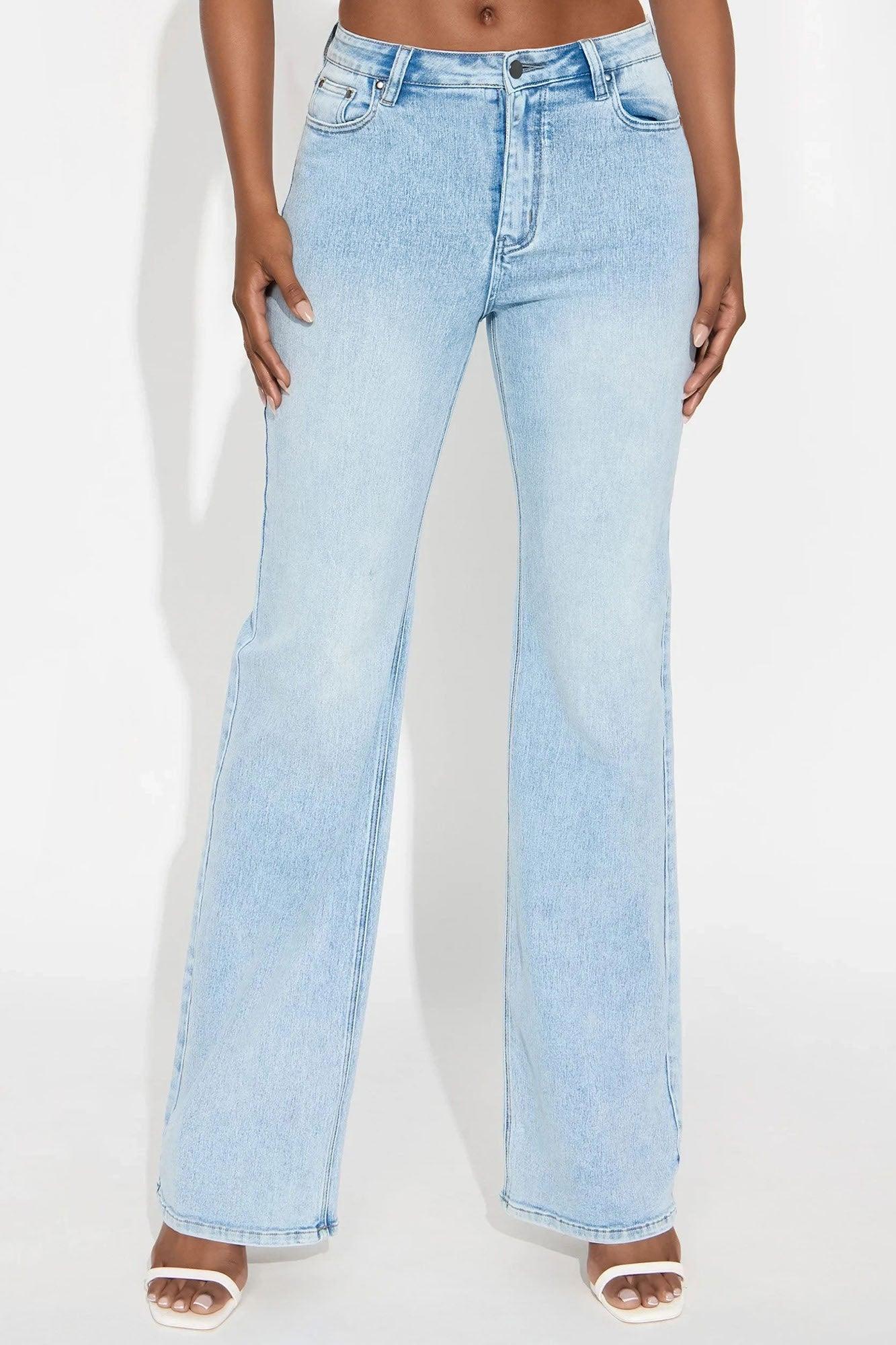 Tall Make My Day Stretch Wide Leg Jeans - Light Wash Female Product Image