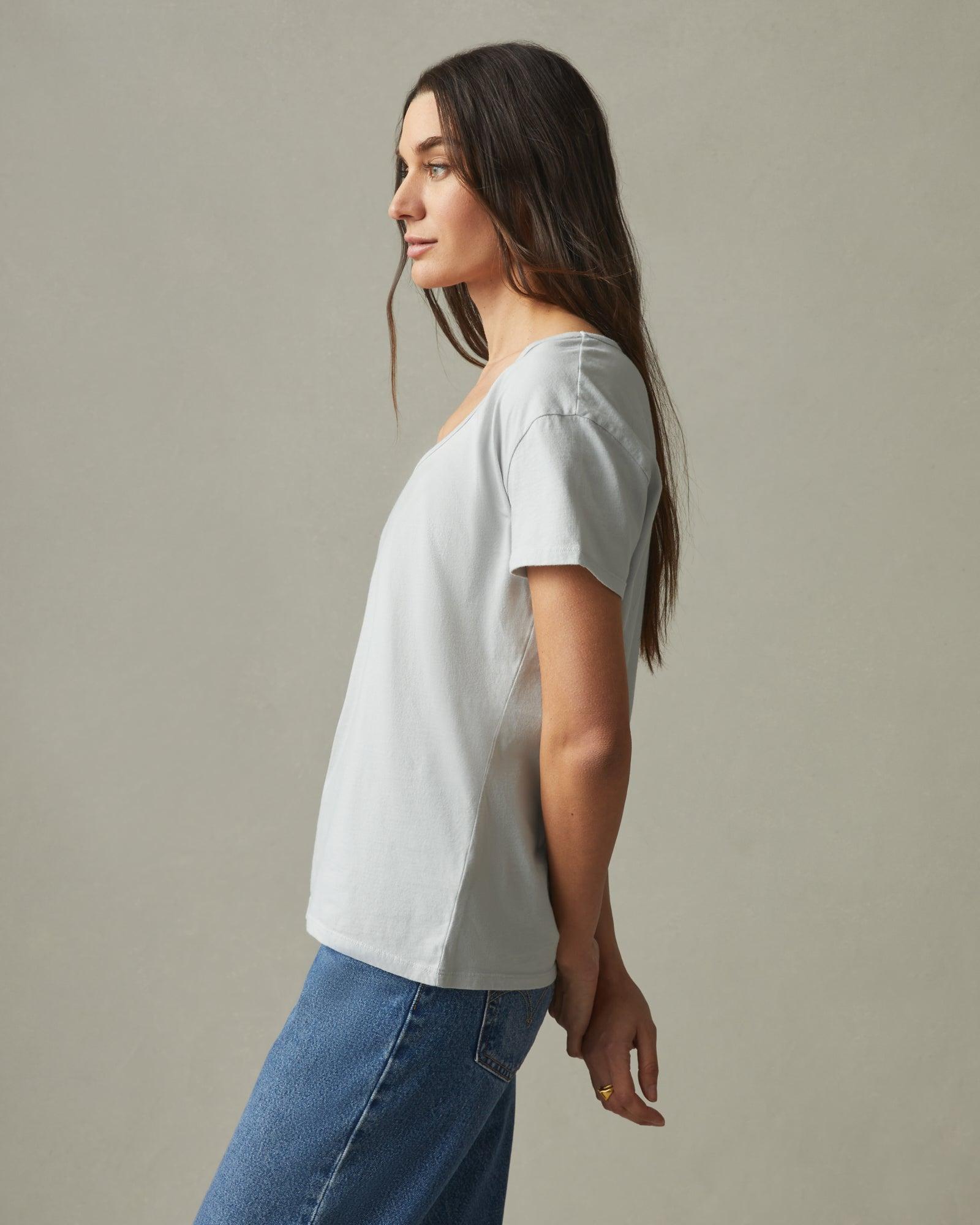 Women's Classic Cotton Scoop Tee - Pearl Blue Product Image