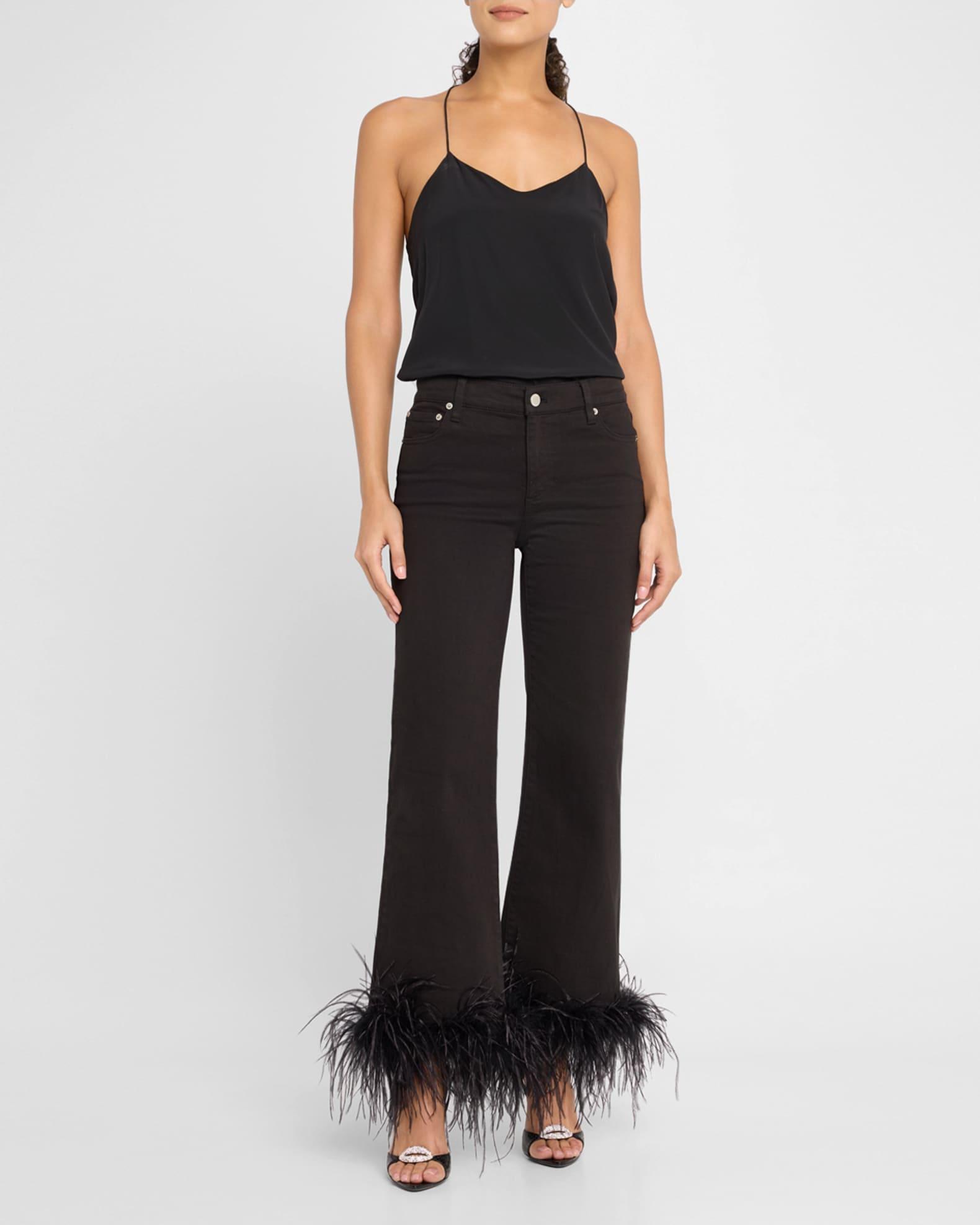 Roxie Low-Rise Flare Cropped Jeans with Feather Cuffs Product Image