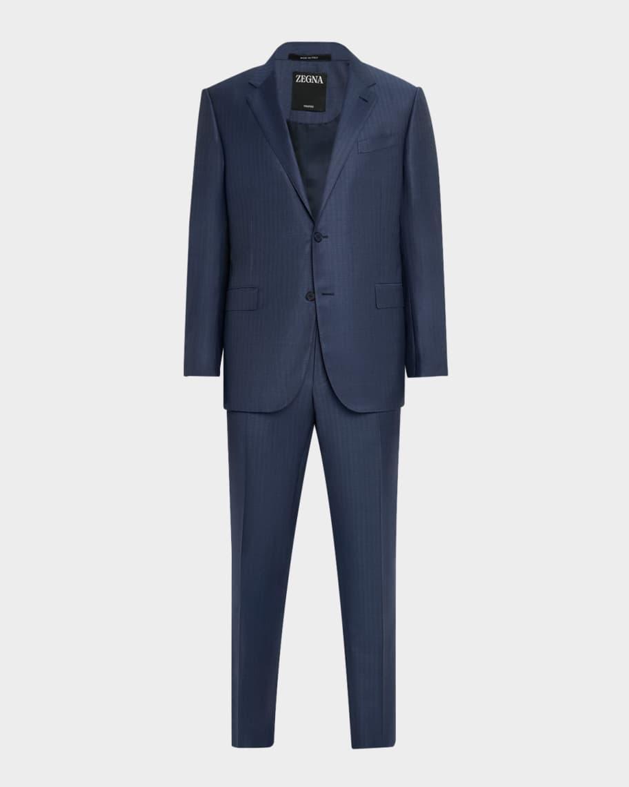 Mens Wool Pinstripe Suit Product Image