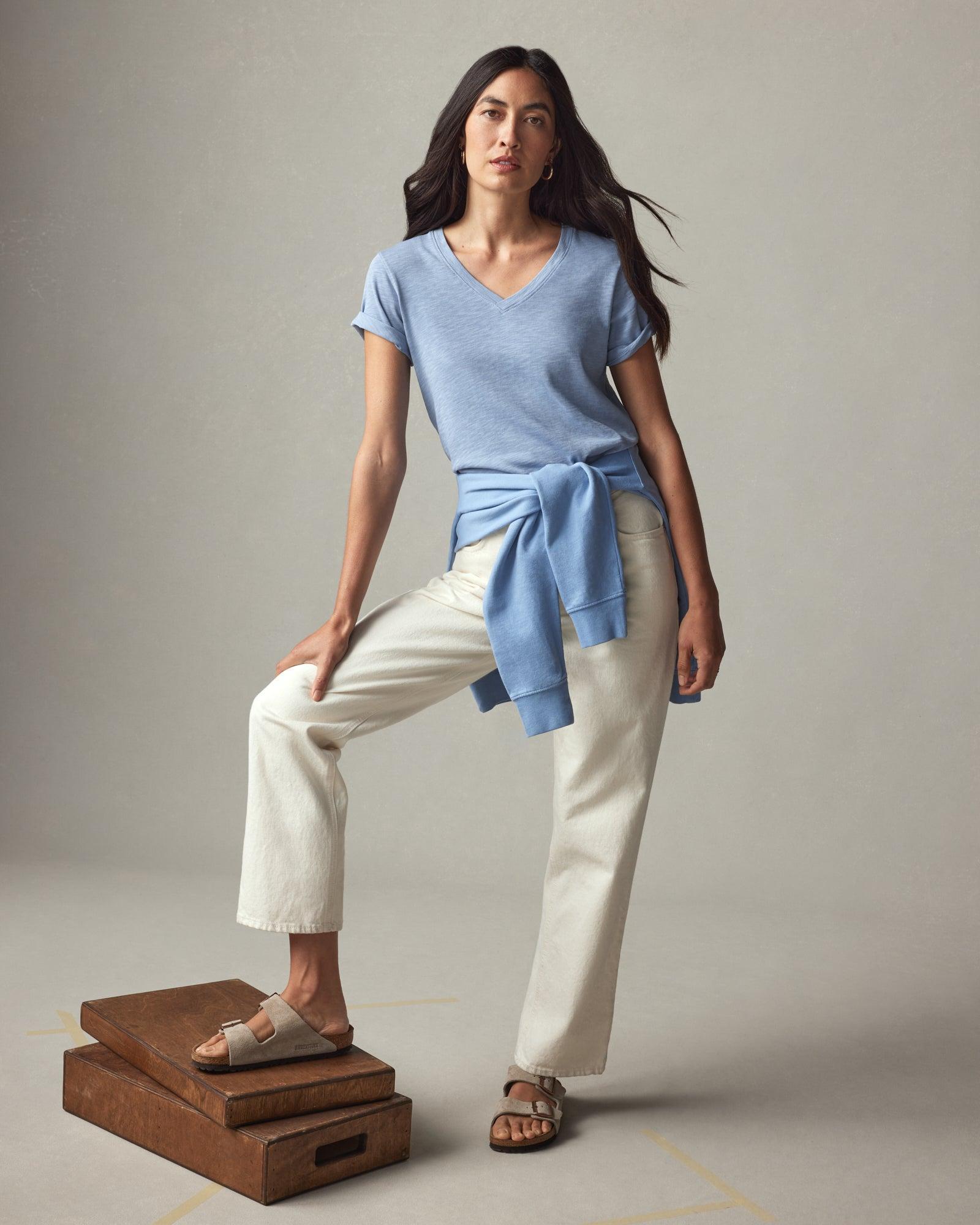 Women's Premium Slub V-Neck Tee - Rain Washed Female Product Image
