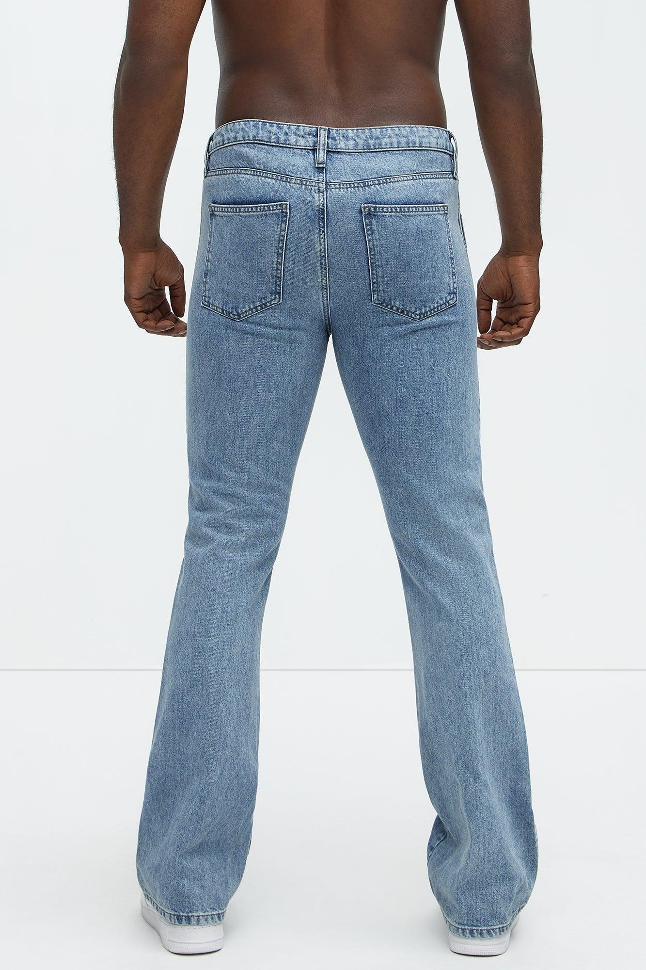 Side Stripe Stacked Slim Flare Jeans - Light Wash Product Image