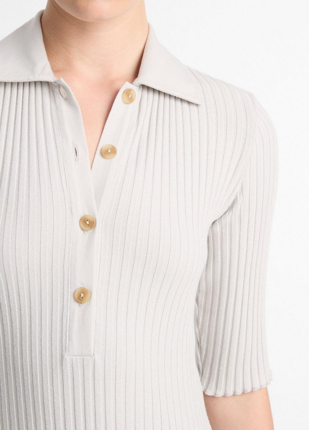 Womens Ribbed Cotton-Blend Polo Dress, Coastal Blue, Size L Vince Product Image