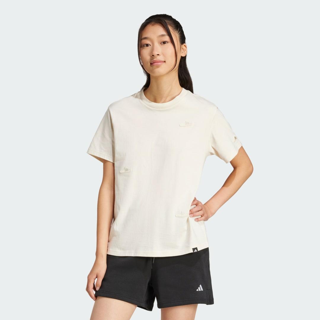 adidas Lounge Slide Graphic Tee Black L Womens Product Image