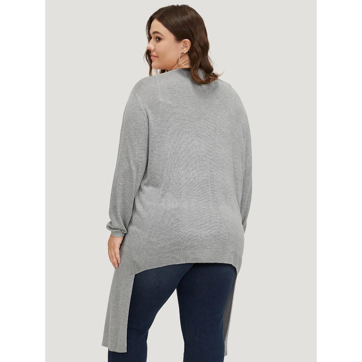 Plus Size Supersoft Essentials Plain Bowknot Front Supersoft Cardigan Gray Women Casual Loose Long Sleeve Everyday Cardigans BloomChic 26/4X Product Image