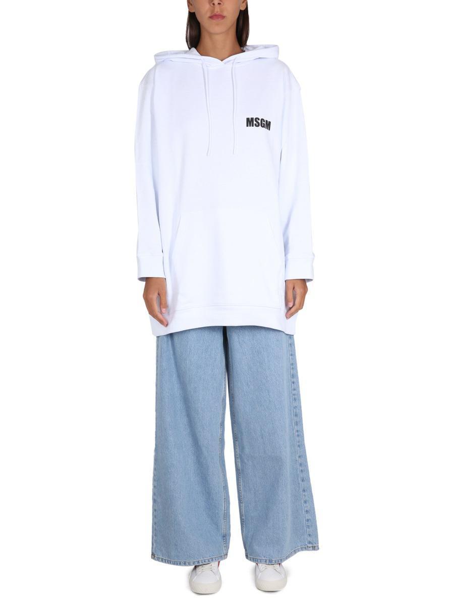 MSGM Sweatshirt With Logo Print In White Product Image
