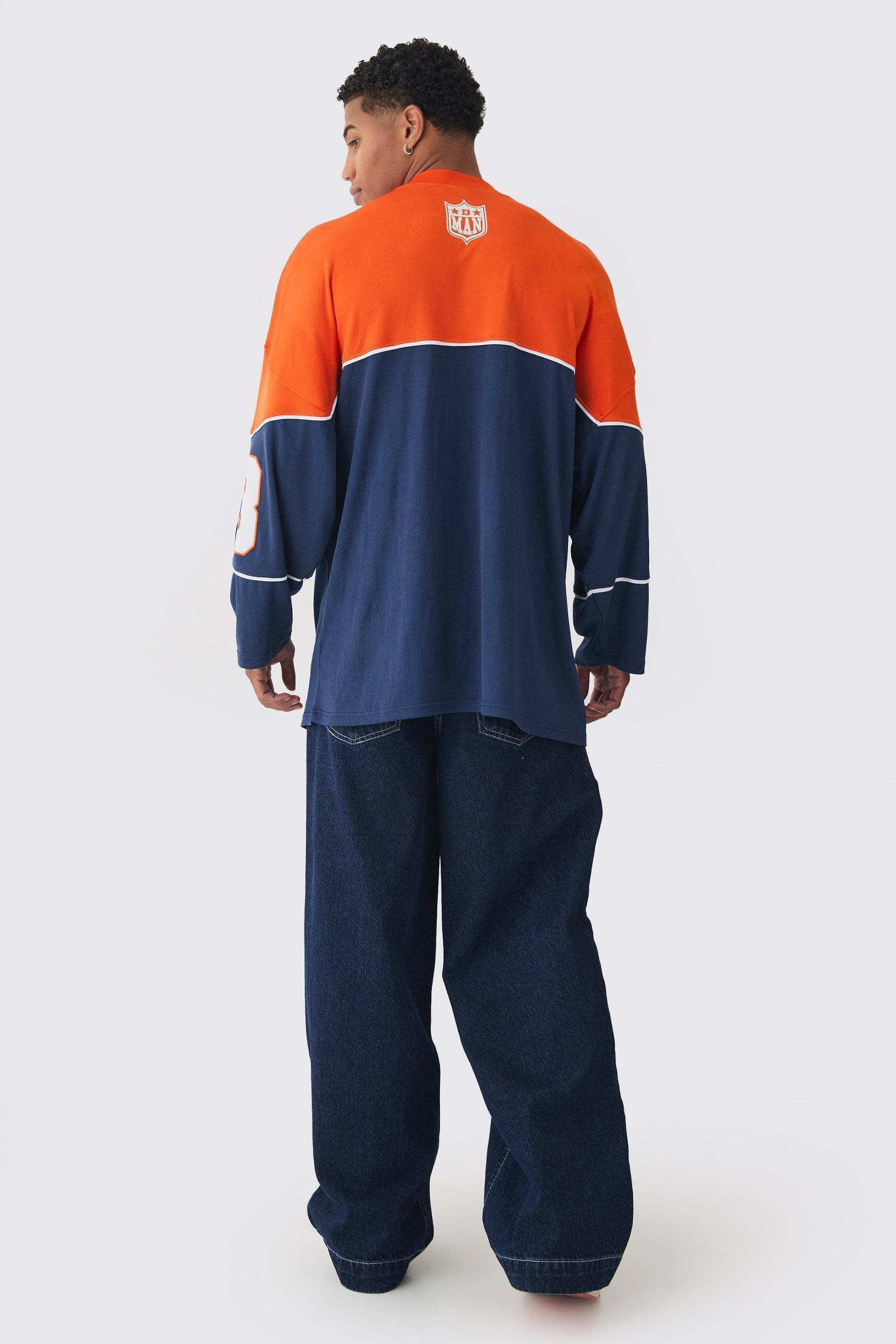 Baggy Fit Rigid Indigo Ripped Jeans | boohooMAN USA Product Image
