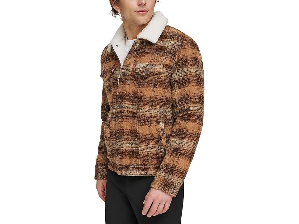 Men's Levi's® Faux Wool Sherpa Lined Trucker Jacket, Size: Medium, Brown Product Image