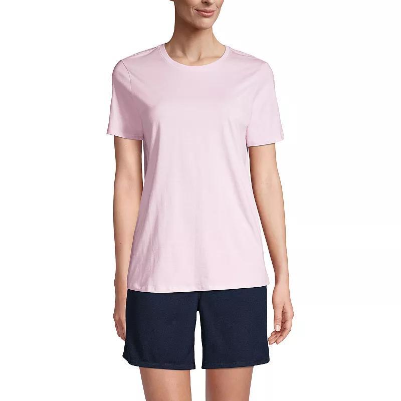 Women's Lands' End Short Sleeve Essential Tee, Size: Medium, Ice Pink Product Image