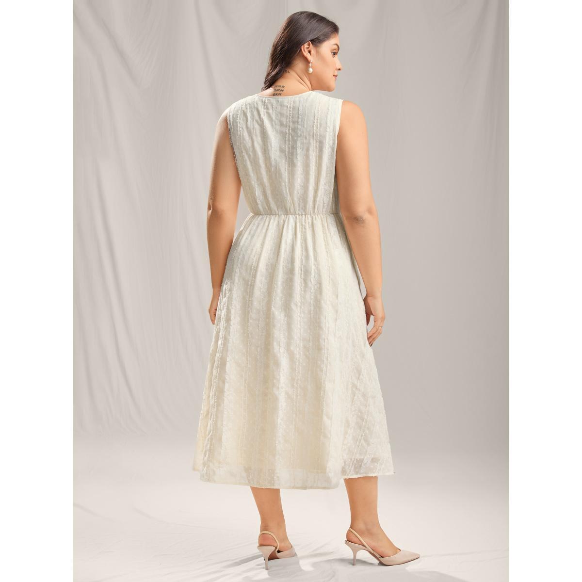 Plus Size Woven Textured Surplice Neck Maxi Dress Apricot Women Overlap Collar Sleeveless Curvy BloomChic 22-24/3X Product Image