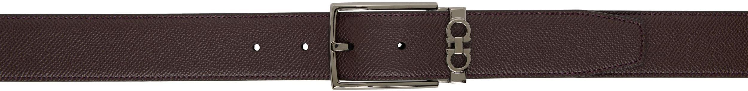 FERRAGAMO Burgundy & Black Adjustable Reversible Belt In Oxblood Nero Product Image