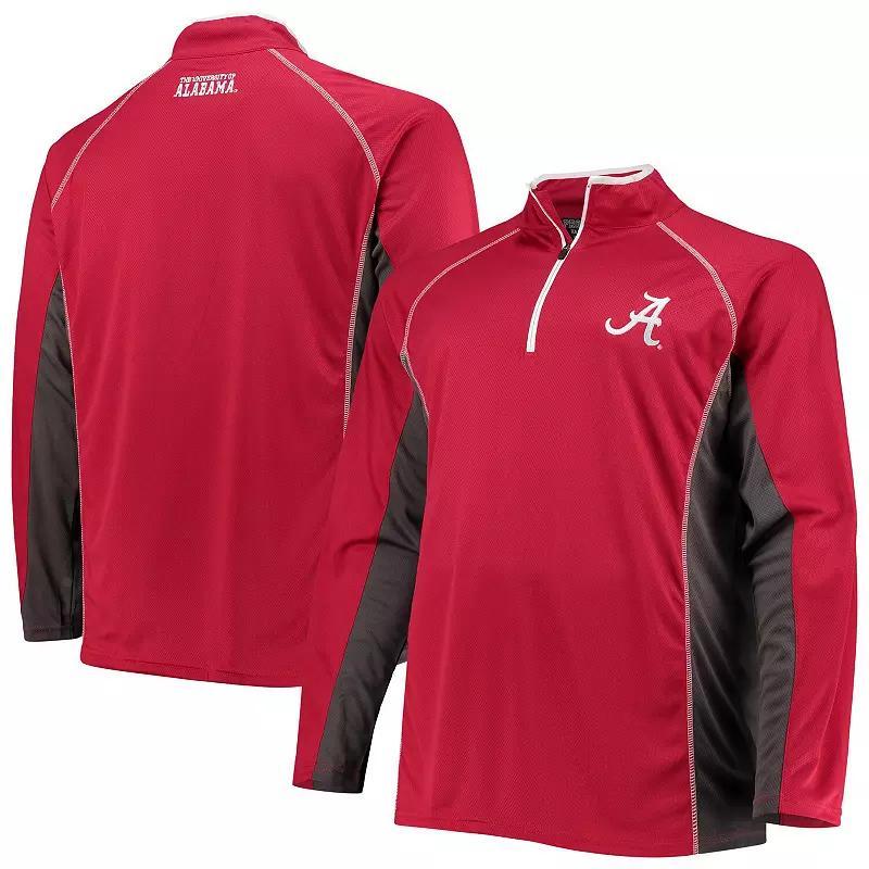 Men's Crimson Alabama Crimson Tide Big & Tall Textured Raglan Quarter-Zip Jacket, Size: 5XB Product Image