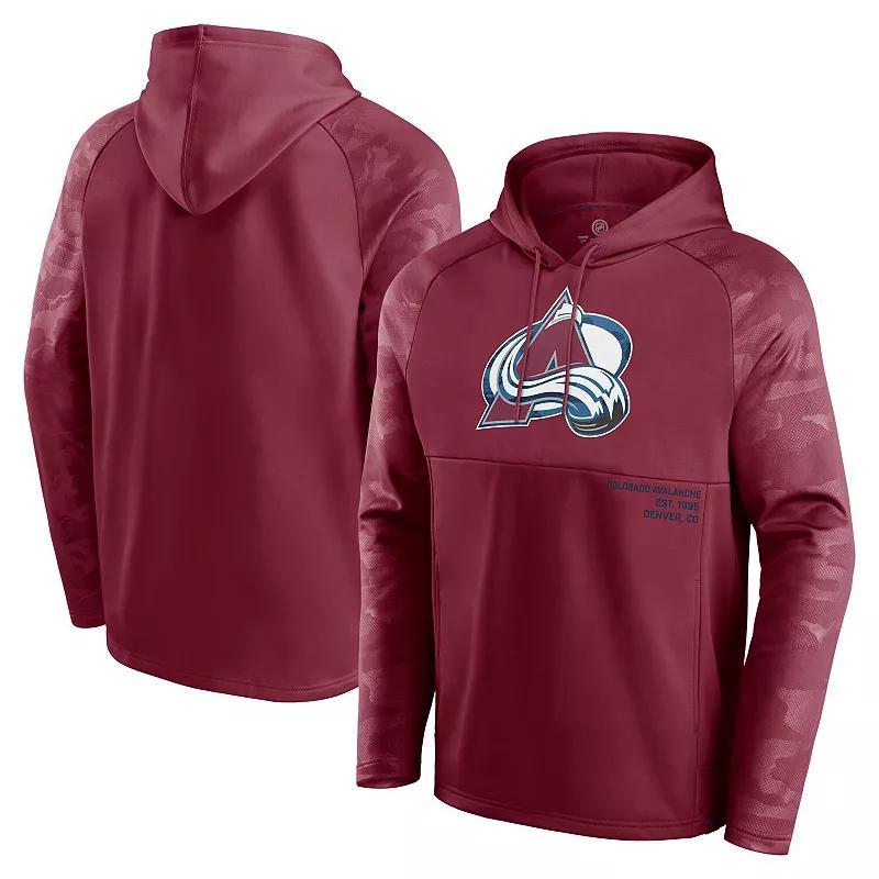 Men's Fanatics Burgundy Colorado Avalanche Shade Defender Raglan Pullover Hoodie, Size: 3XL, Med Re Product Image