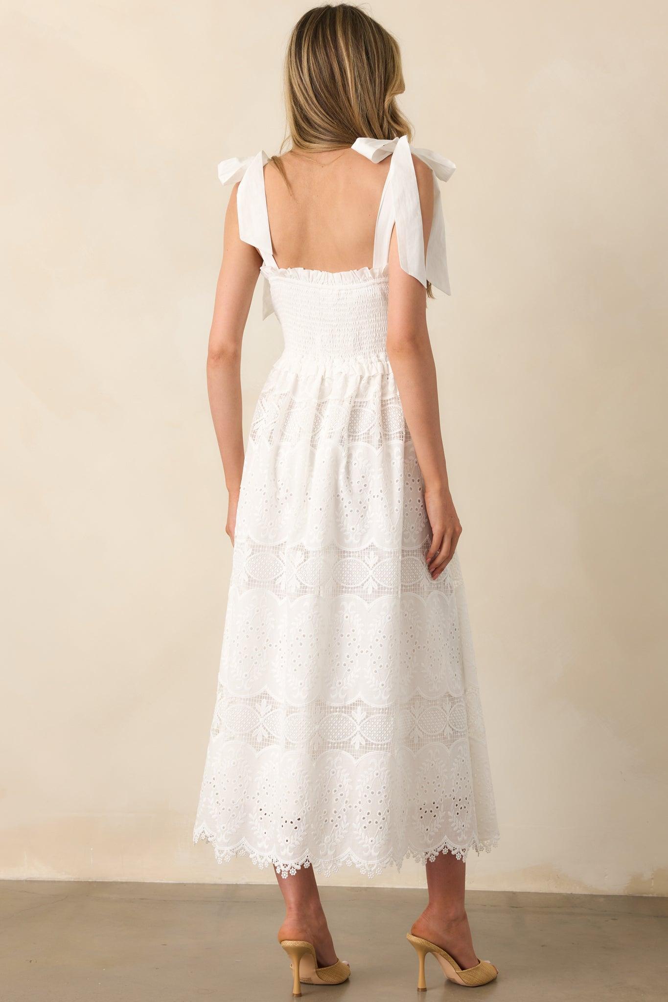 Forever And A Day White Cotton Embroidered Eyelet Maxi Dress Product Image