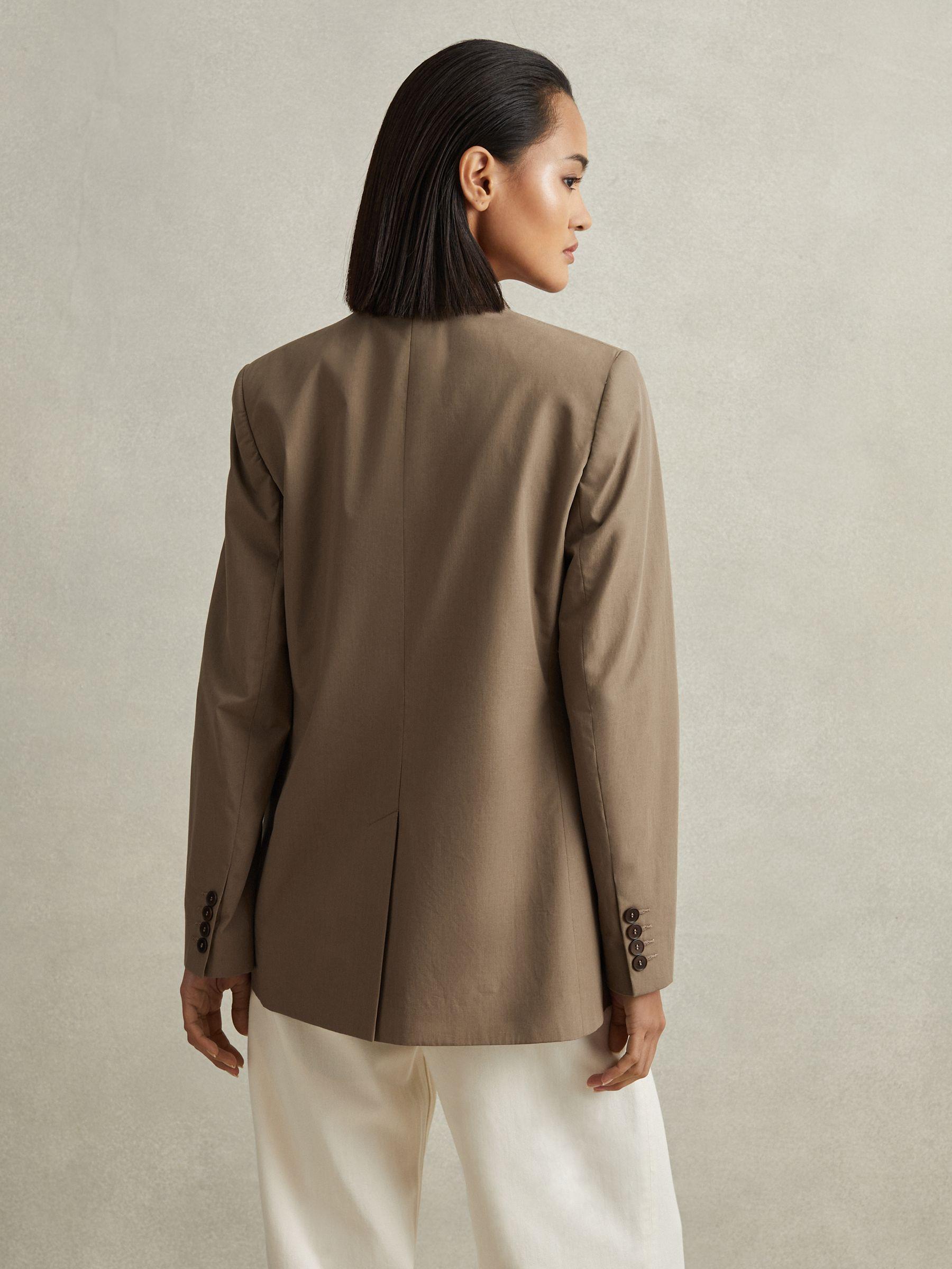 Single Breasted Cotton Blazer in Taupe Product Image