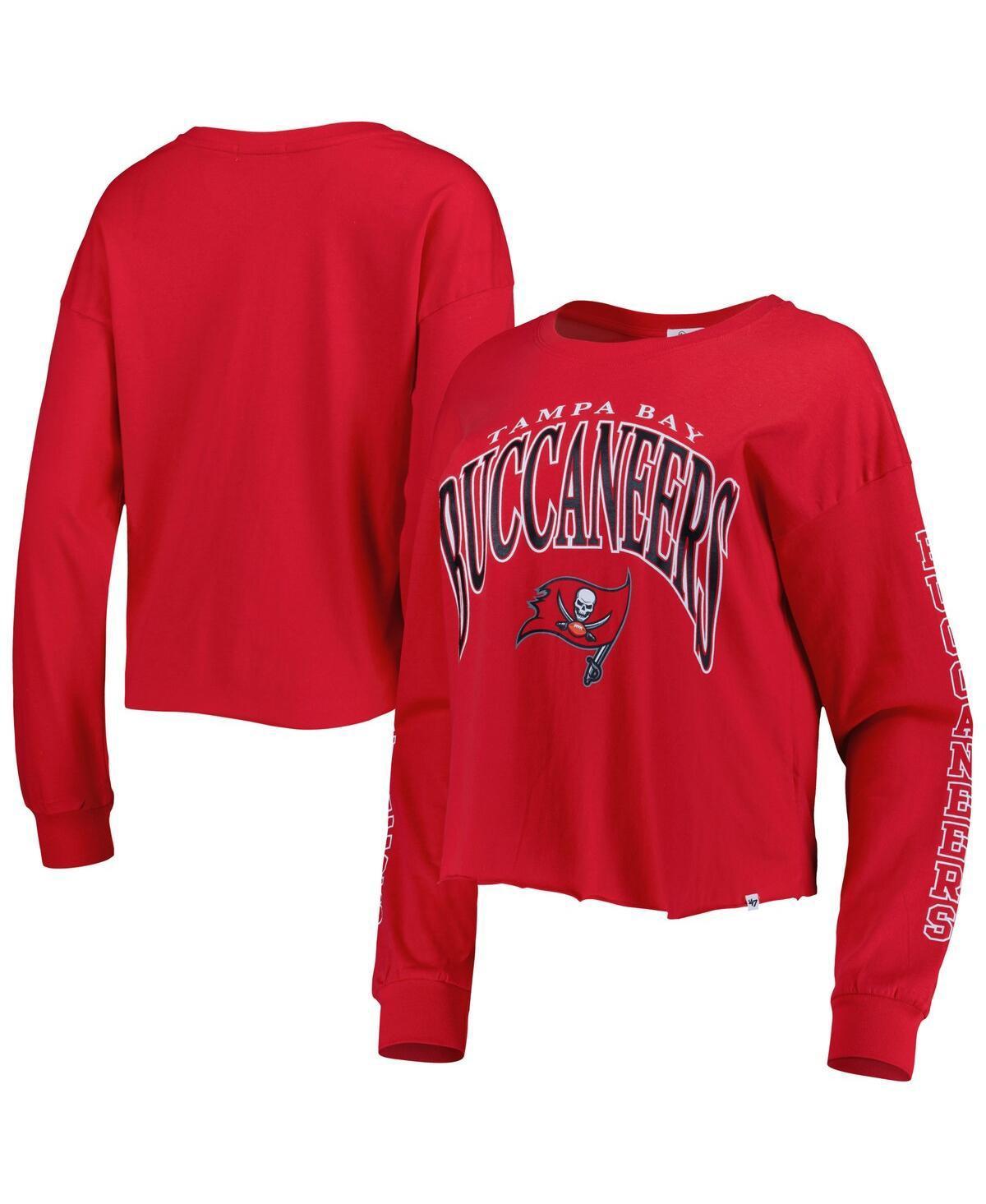 Women's '47 Red Tampa Bay Buccaneers Skyler Parkway Cropped Long Sleeve T-Shirt, Size: XL Product Image