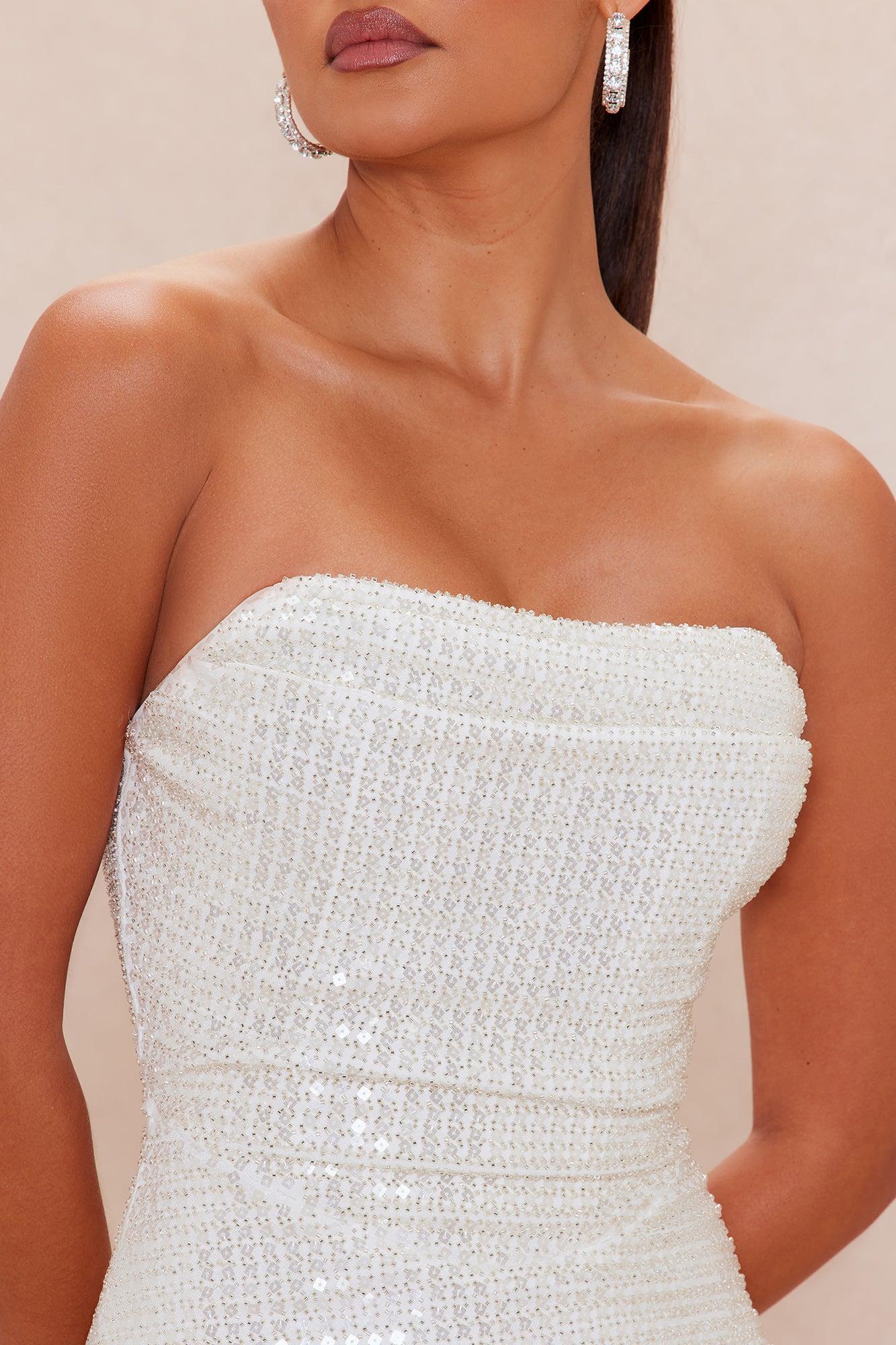 Alessia Embellished Mini Dress - White Product Image