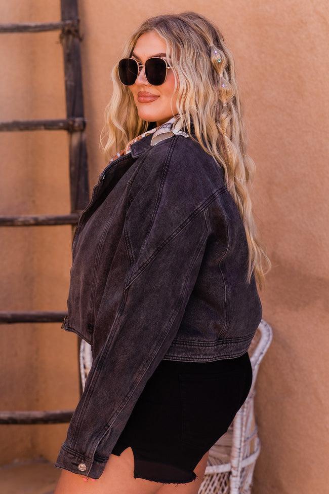 Walk The Walk Black Acid Wash Denim Jacket FINAL SALE Product Image
