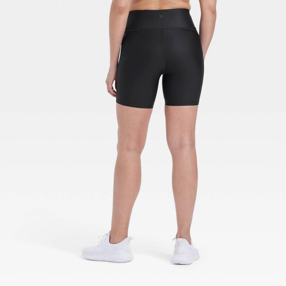 Women's Effortless Support High-Rise Pocketed Bike Shorts 6" - All In Motion™ Black XL: Moisture Wicking, Quick Drying, UPF 50+ Product Image