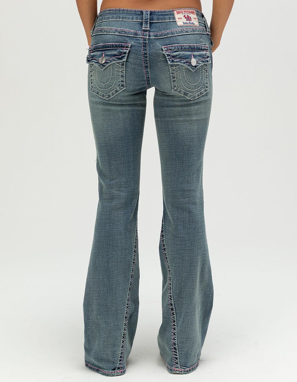 TRUE RELIGION x Bella Doña Joey Low Rise Big T Womens Flare Jeans - MEDIUM WASH Product Image