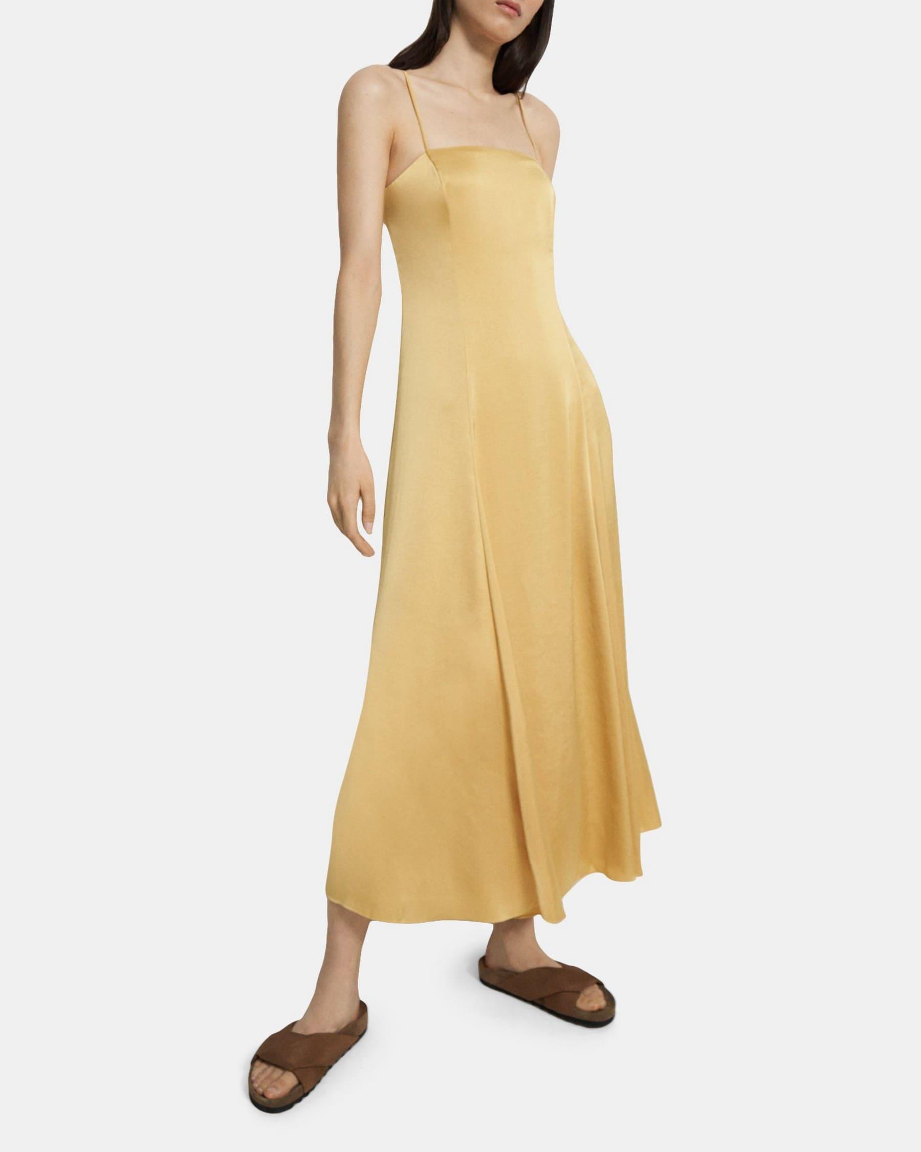 Cami Midi Dress in Crushed Satin Product Image