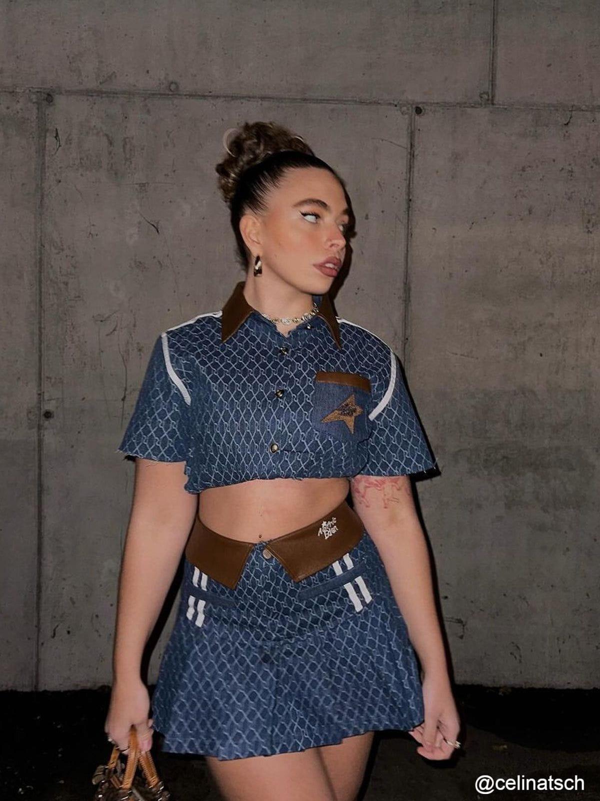 Aelfric Eden Vintage Denim Jacquard Cropped Jacket Product Image