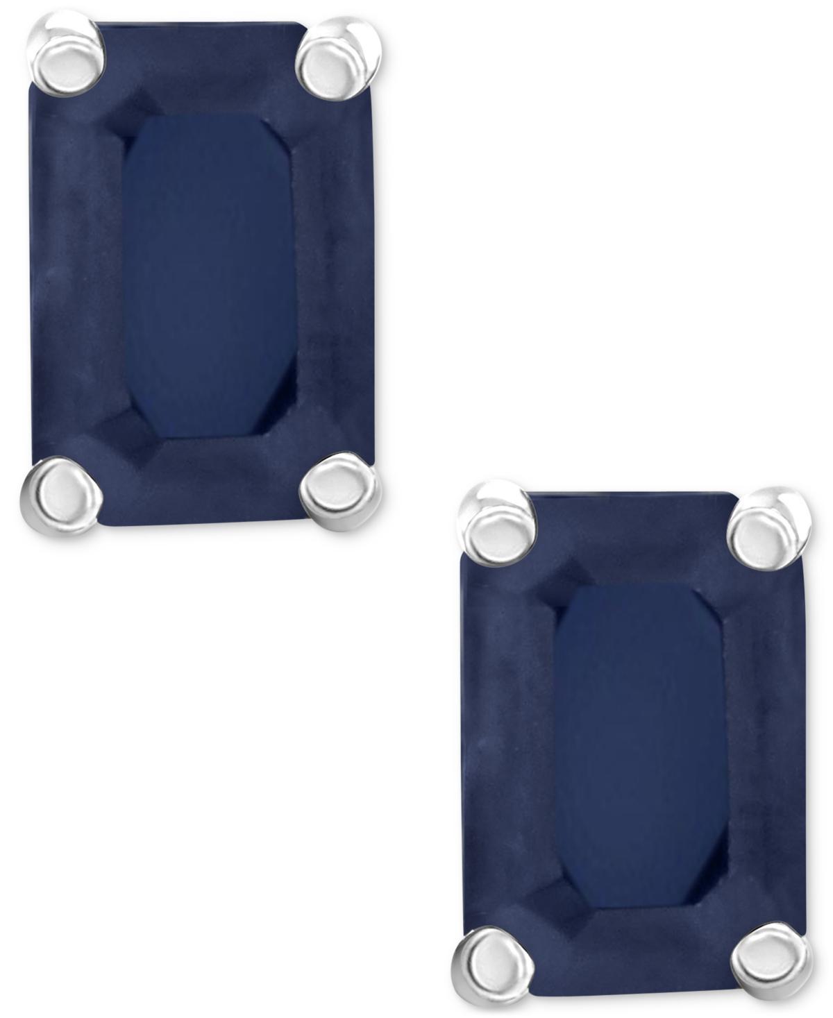 Celebration Gems 14k Gold Emerald Cut Sapphire Stud Earrings, Womens Product Image