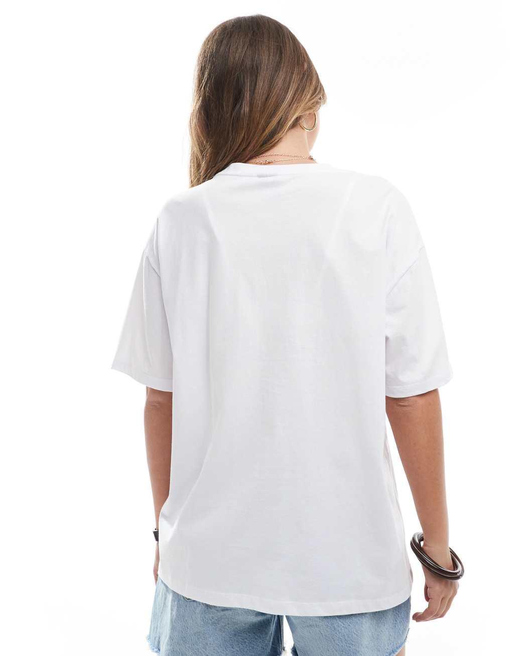 Pieces oversized t-shirt with cowgirl graphic in white Product Image