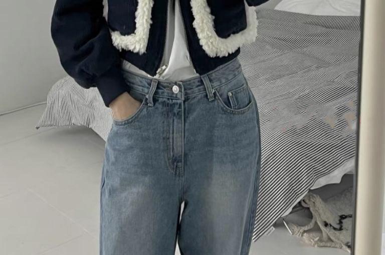 Fluffy Collar Zip Jacket Product Image