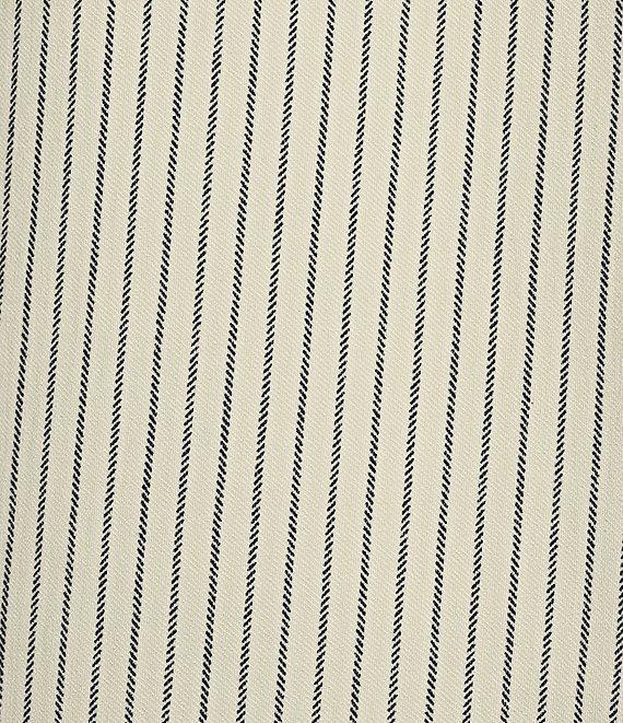 Takara Striped Notch Collar 3/4 Sleeve Shirred Blazer Jacket Product Image