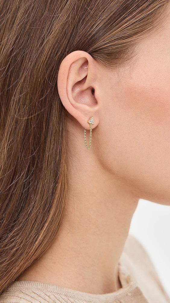By Adina Eden CZ Trio Cluster Chain Front Back Stud Earrings | Shopbop Product Image