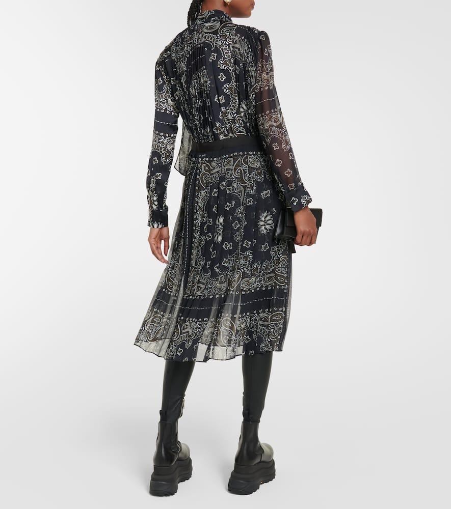 SACAI Deconstructed Pleated Midi Dress In Navy Product Image