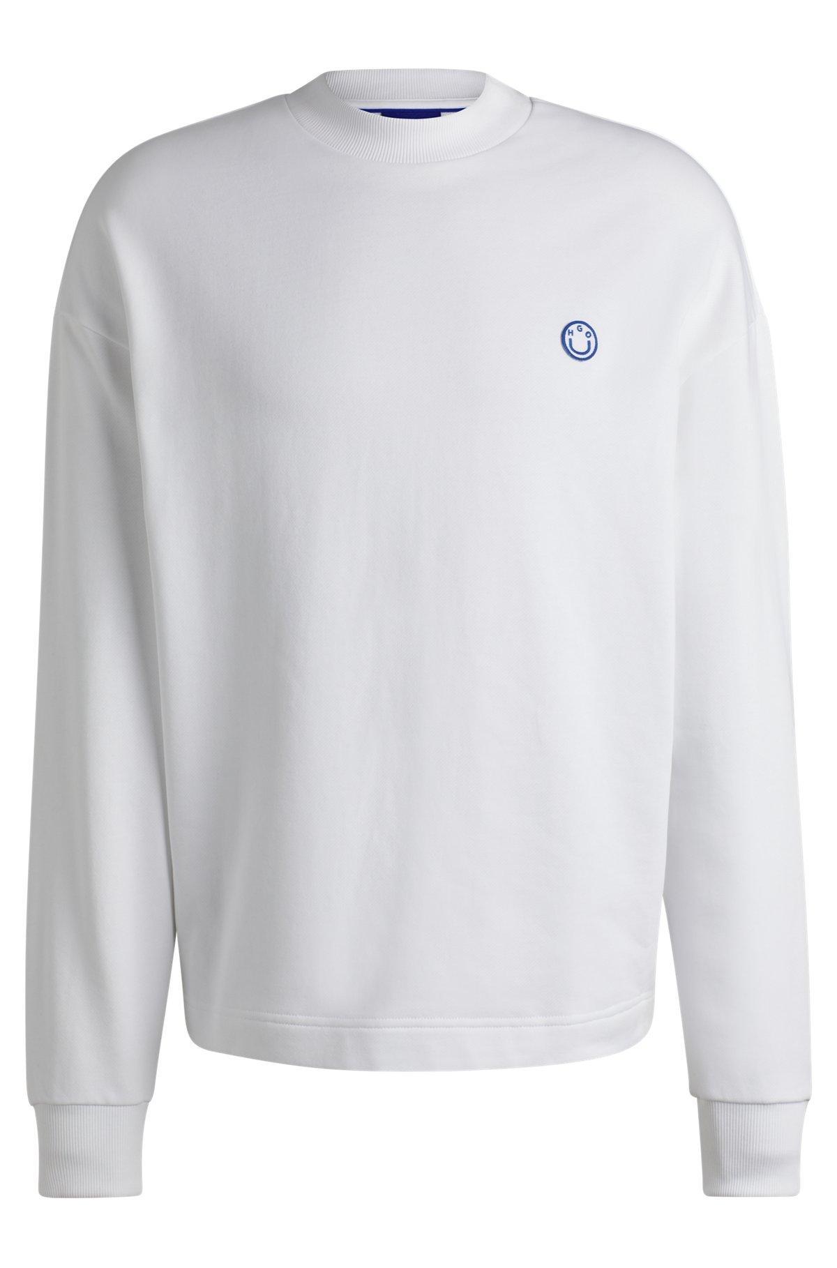 Cotton-terry sweatshirt with Happy HUGO logo Product Image