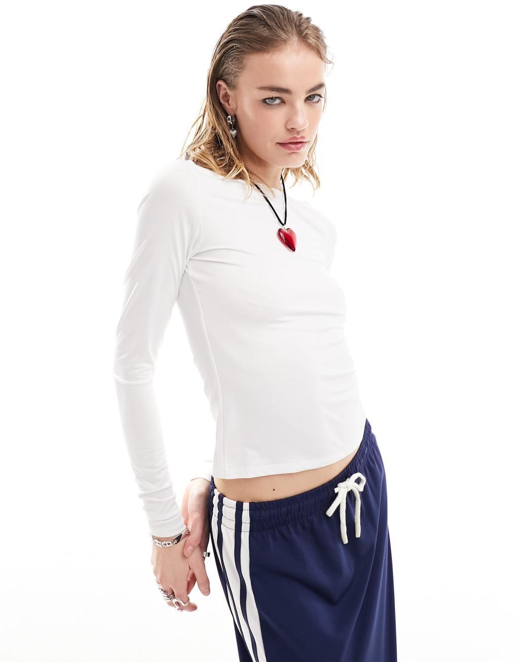 Monki long sleeve boat neck top Product Image