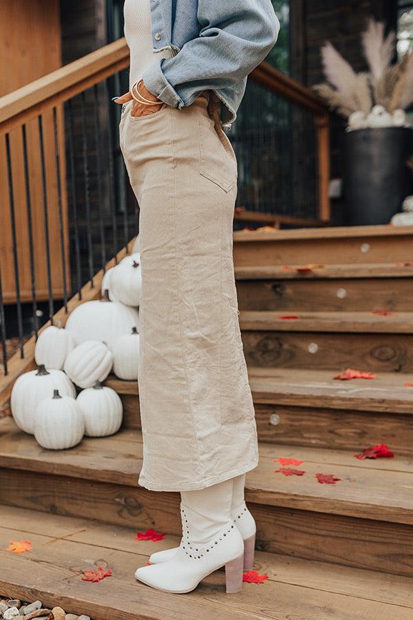 The Bristol High Waist Denim Skirt In Cream Product Image