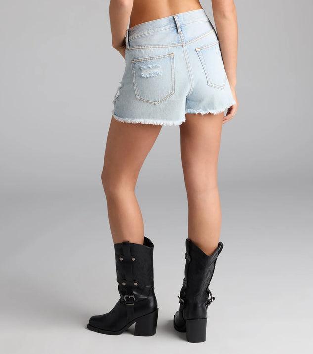 Weekend Fray High-Rise Distressed Denim Shorts Product Image