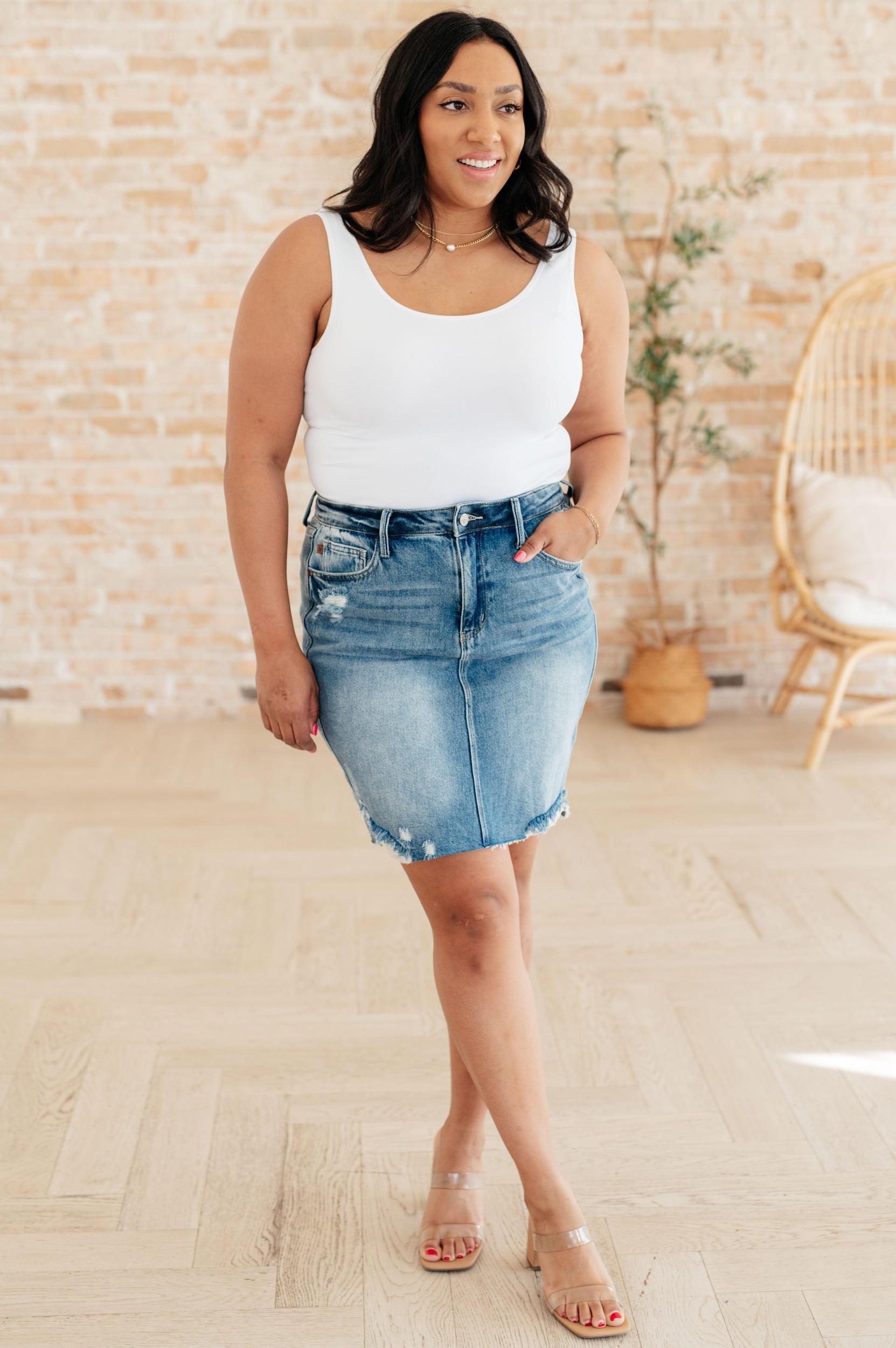 Judy Blue Rigid Magic Denim Skirt Female Product Image