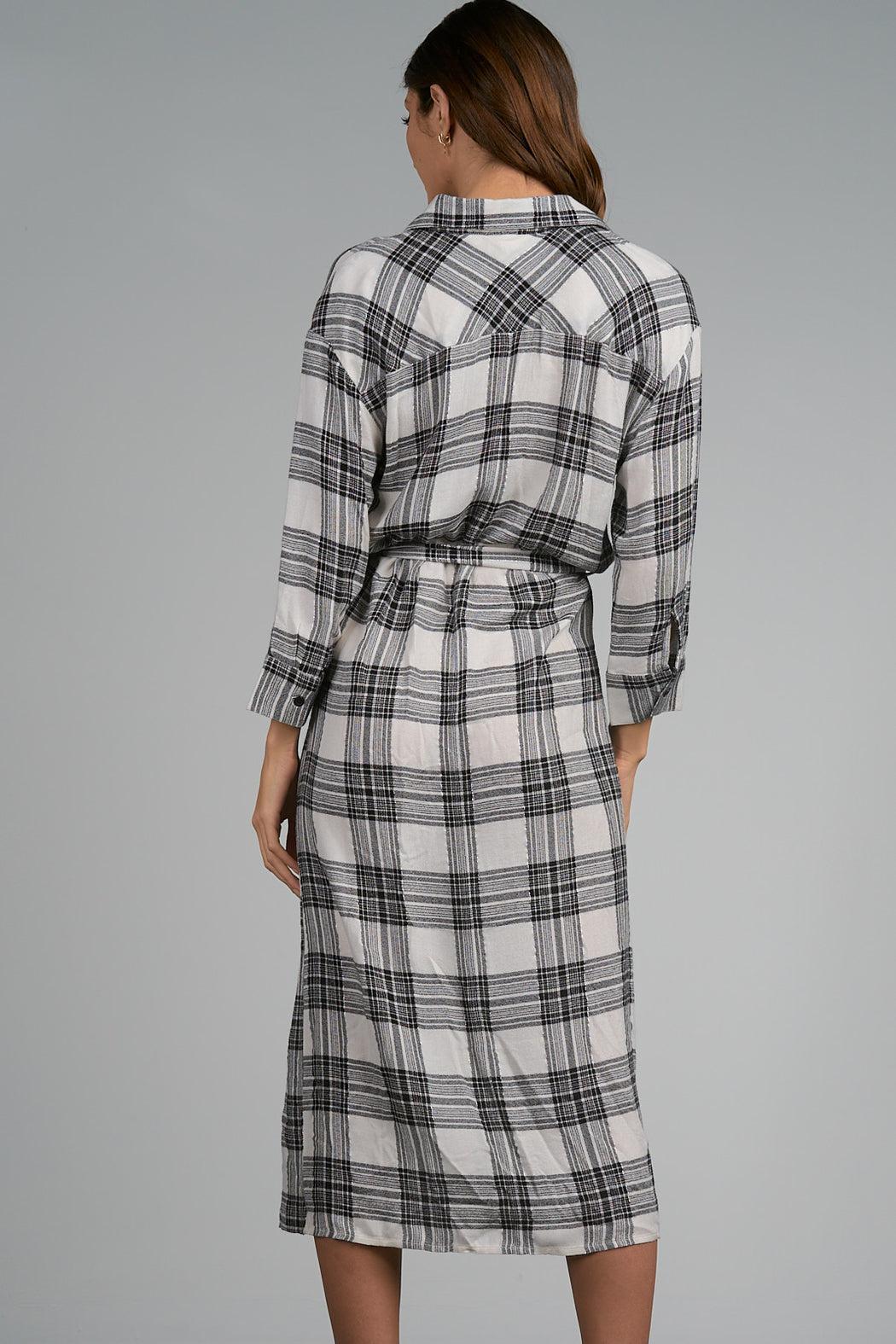 PLAID WRAP DRESS Product Image