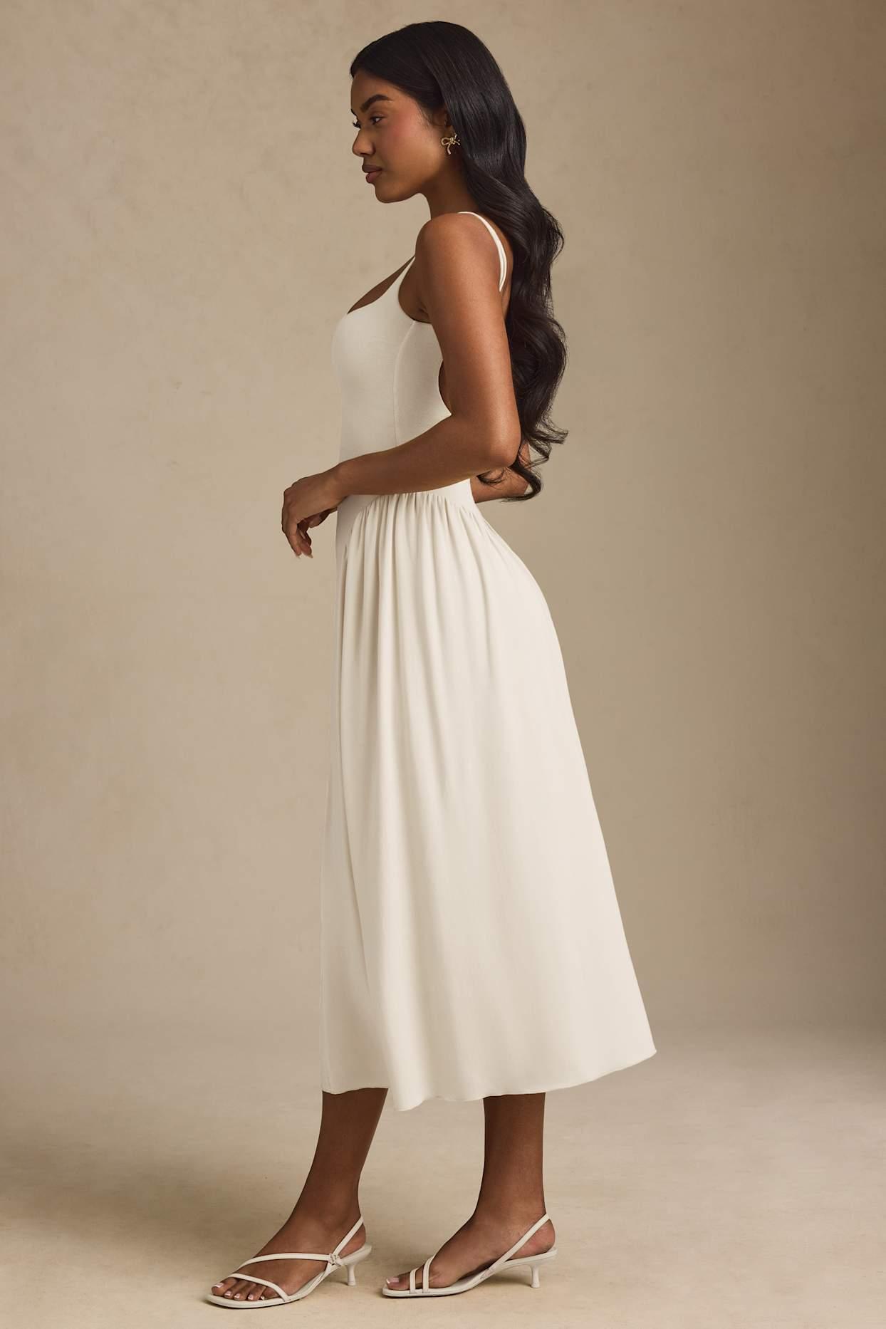 Low-Back A-Line Midaxi Dress in Ivory Product Image