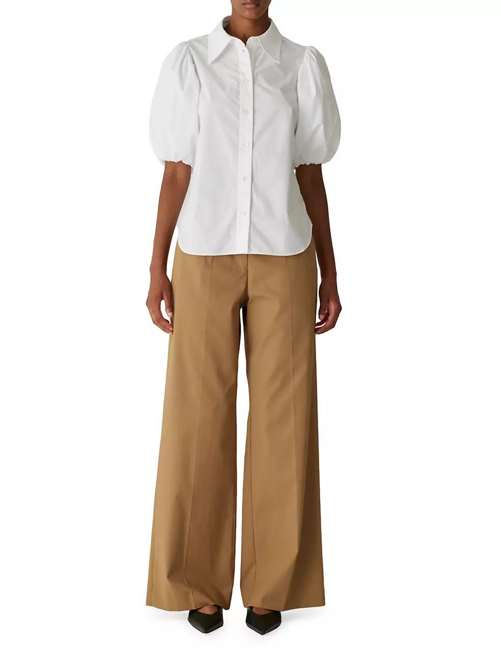 Cotton Poplin Puff-Sleeve Button-Front Shirt Product Image