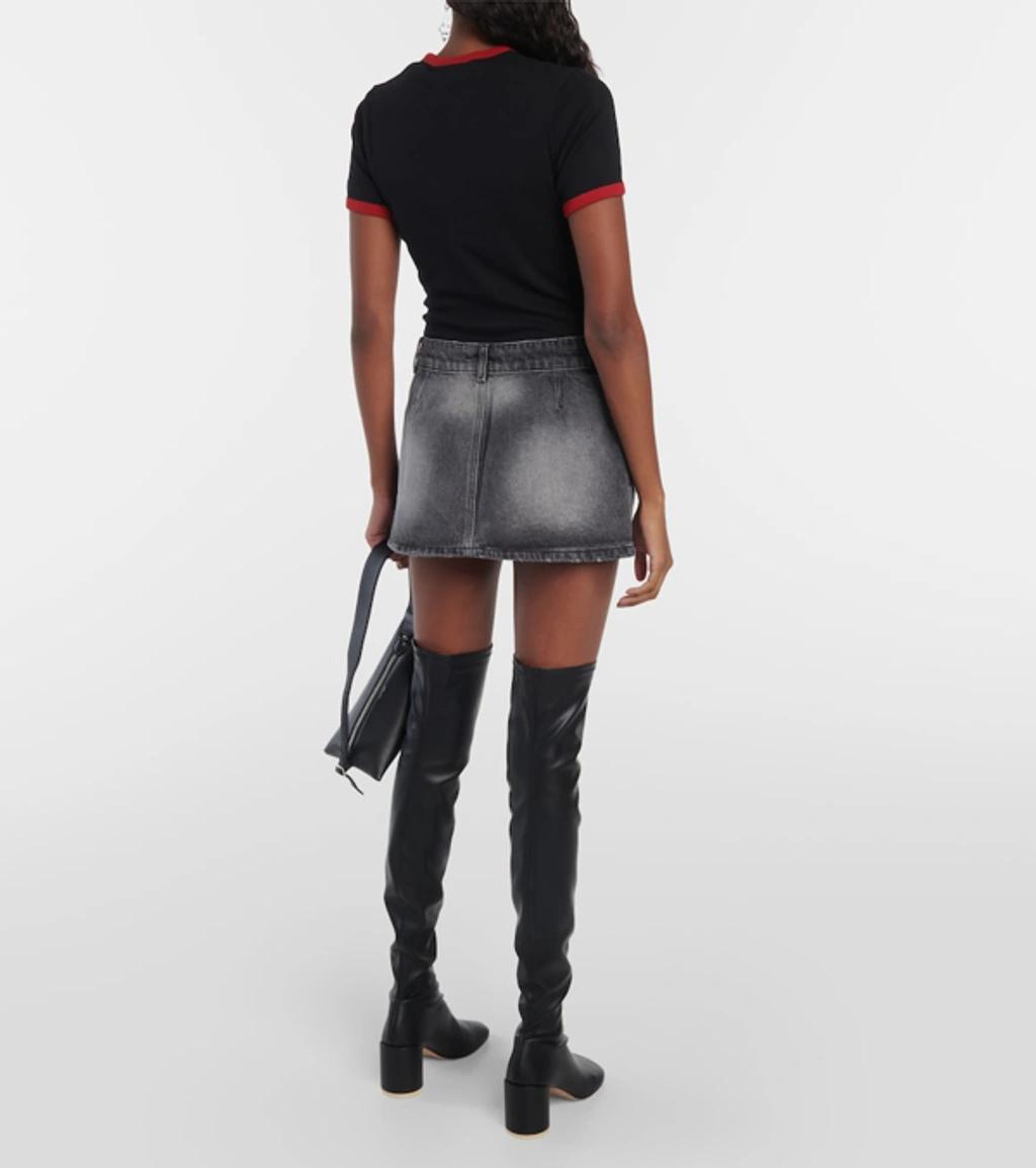 COURRÈGES Trucker Denim Miniskirt In Grey Product Image
