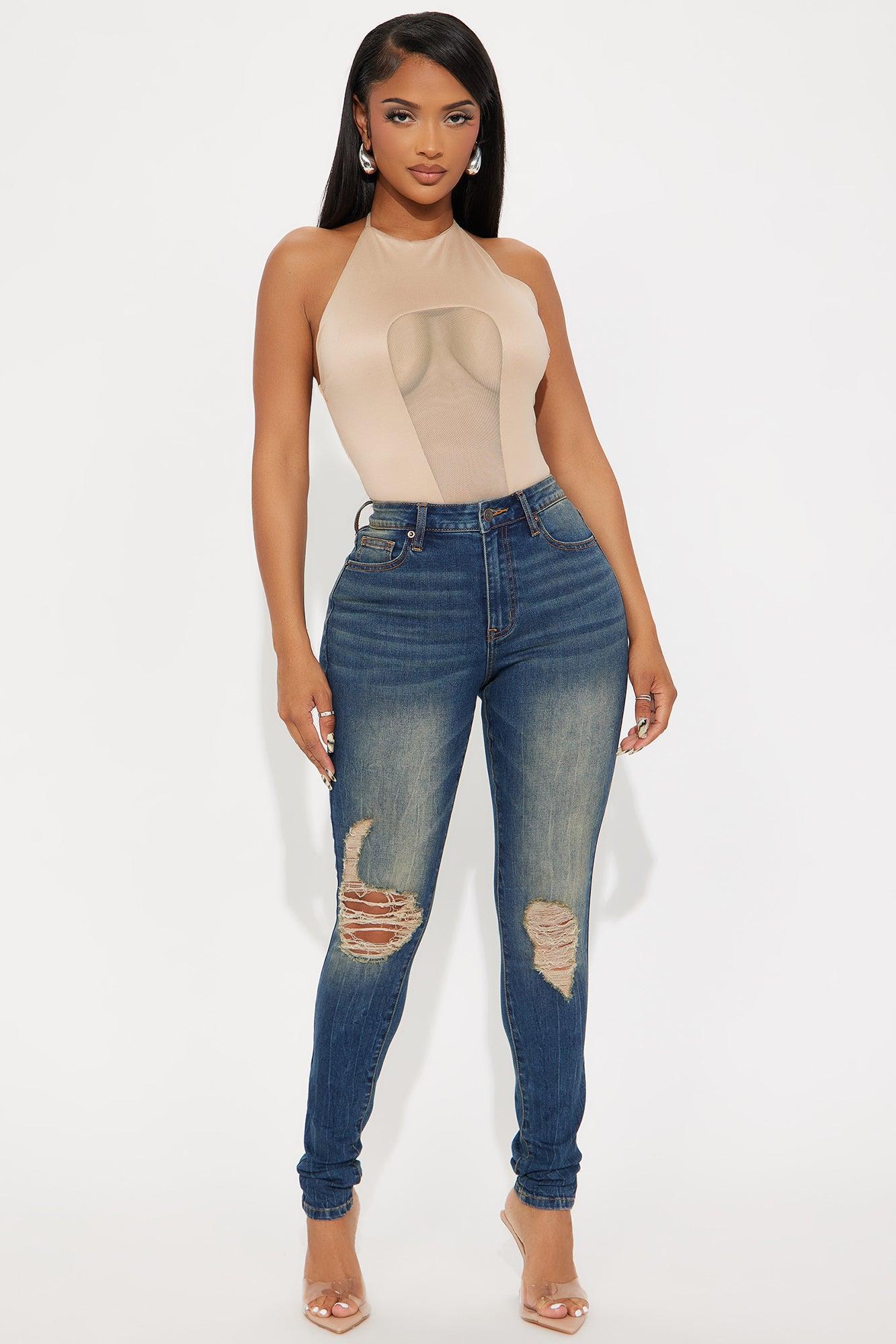 Late Night Tease Halter Bodysuit - Nude Product Image