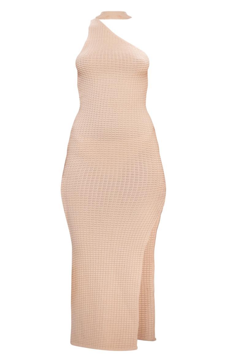 Oatmeal Textured Knitted Collar Detail Maxi Dress Product Image