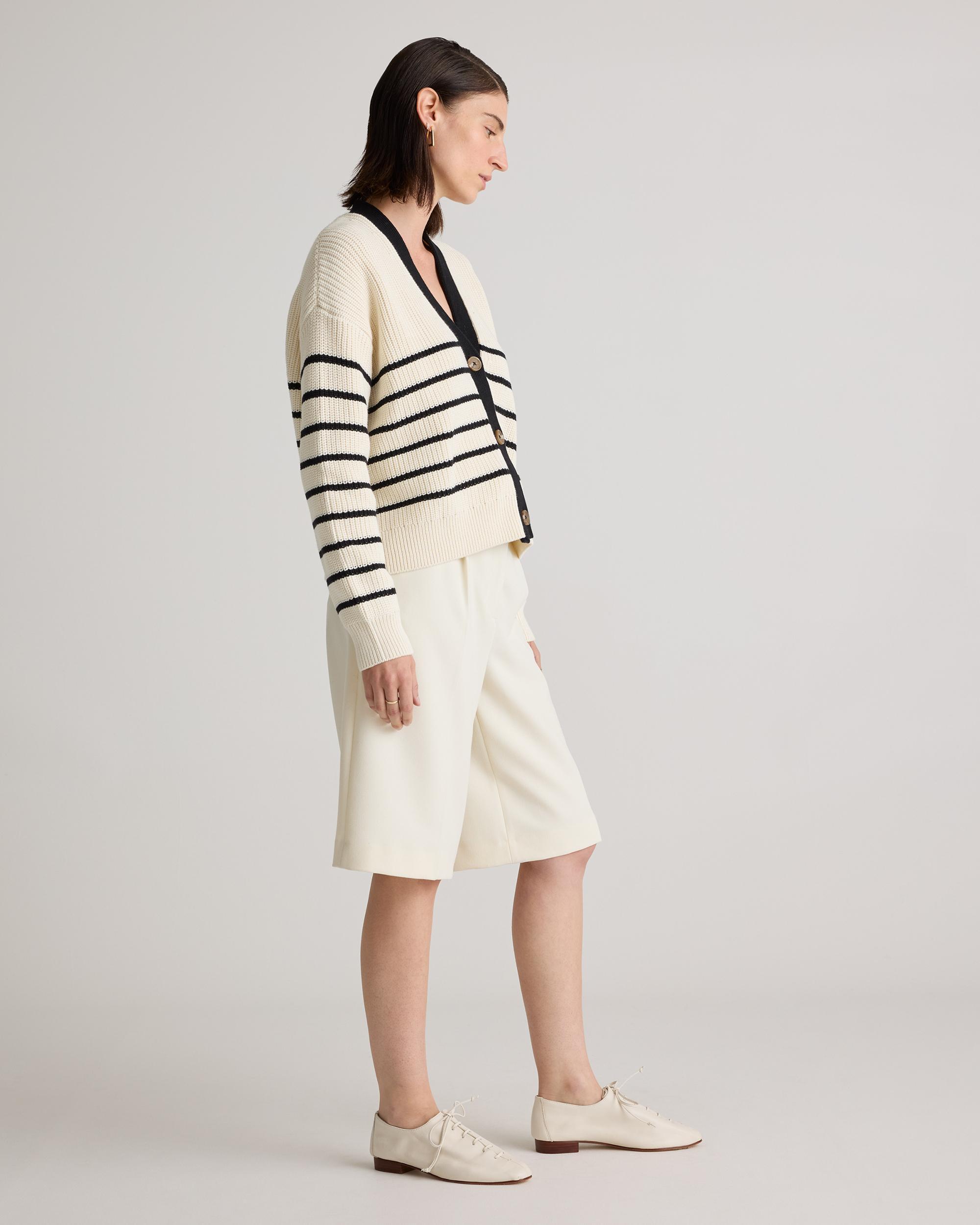 Quince | Women's Fisherman Boxy Cropped Cardigan Sweater Size XS, Organic Cotton Product Image