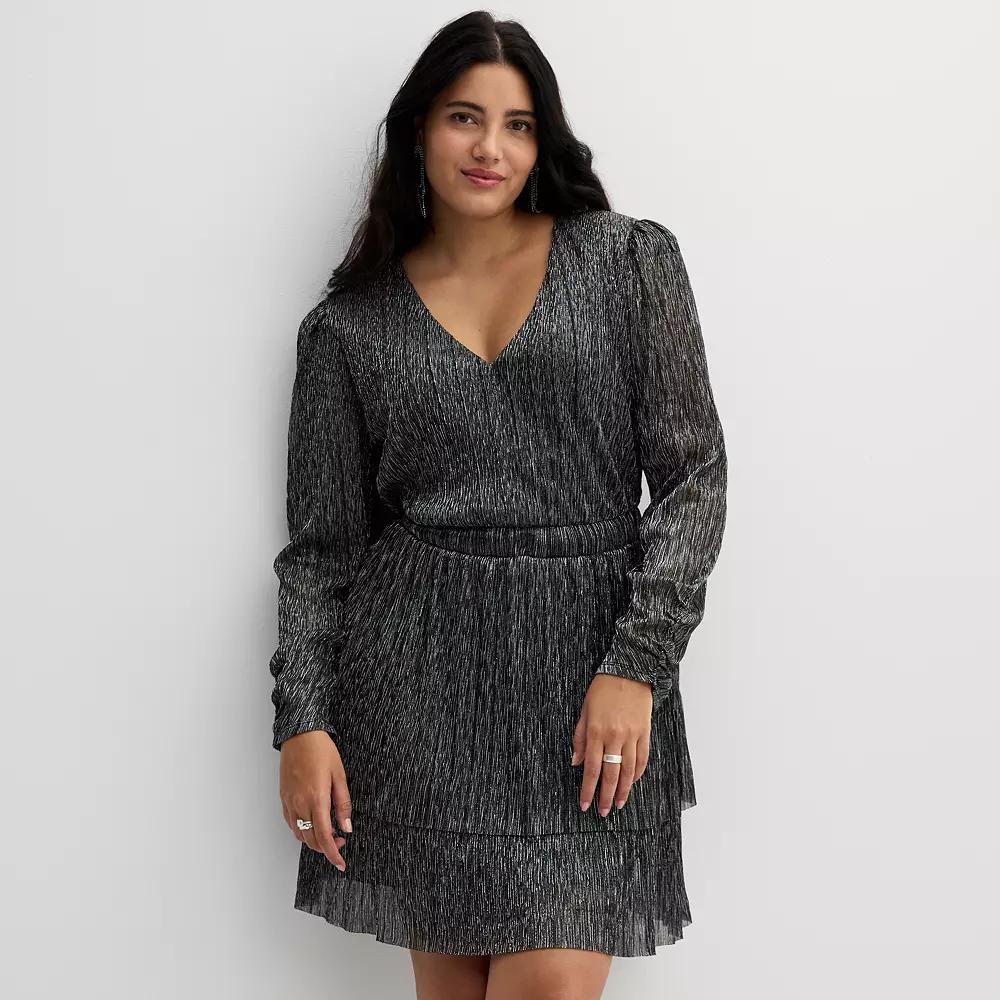 Women's INTEMPO™ Long Sleeve V-Neck Mini Dress, Size: XS, Grey Product Image