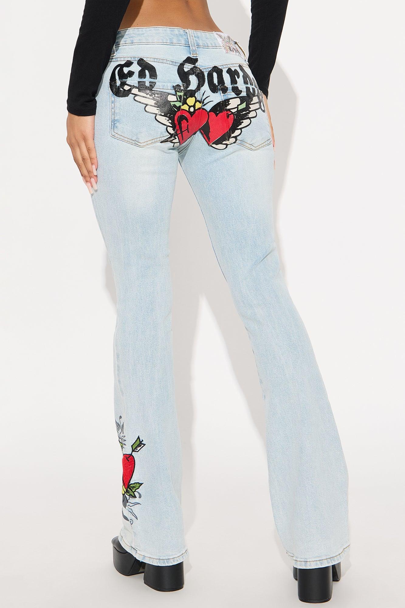 Ed Hardy Hearts Bootcut Jeans - Light Wash Product Image