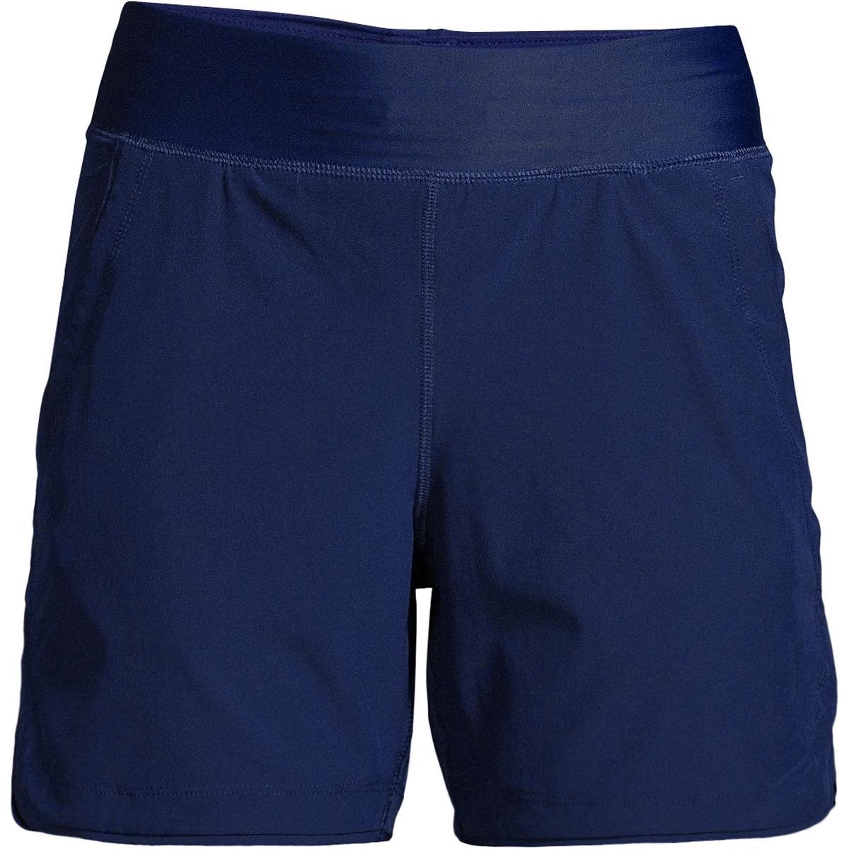 Petite Lands' End 5" Quick Dry Elastic Waist Board Shorts Swim Cover-up, Women's, Size: 12 Petite, Deep  Blue Product Image